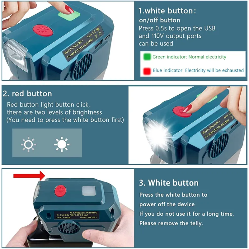 200W Power Inverter for Makita 18V Battery To 110V 220V AC Output Portable Modified Sine Wave Inverter Generator for Makita 1